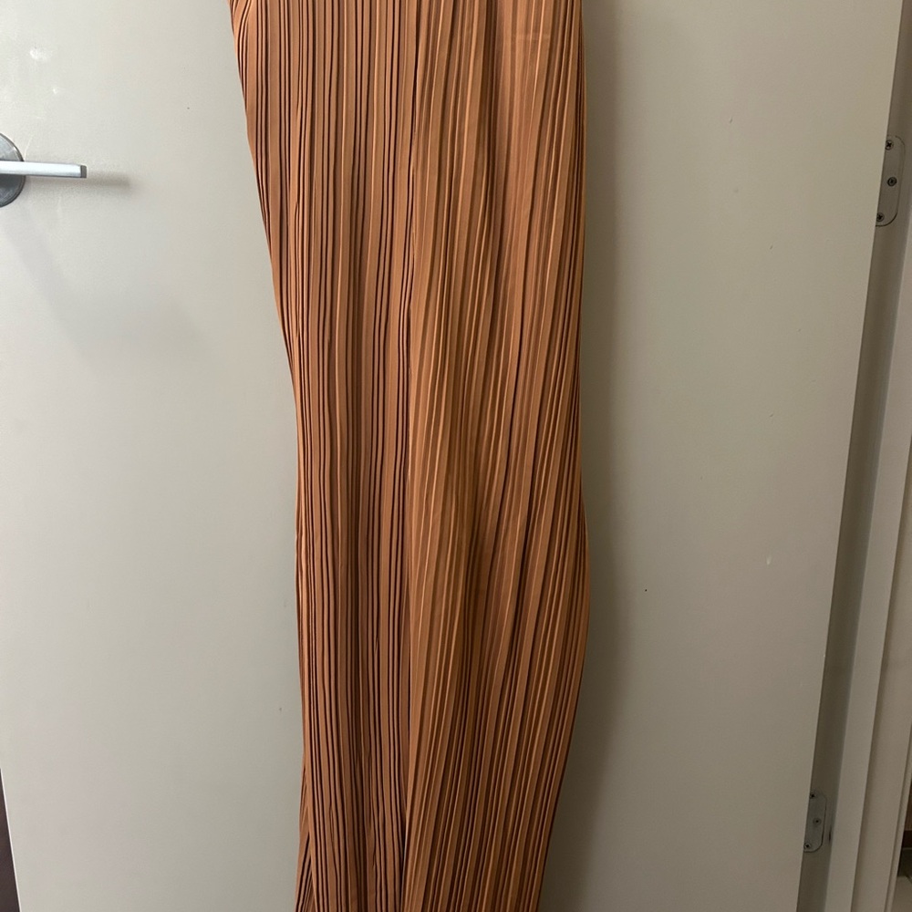 Elegant Orange Pleated Skirt